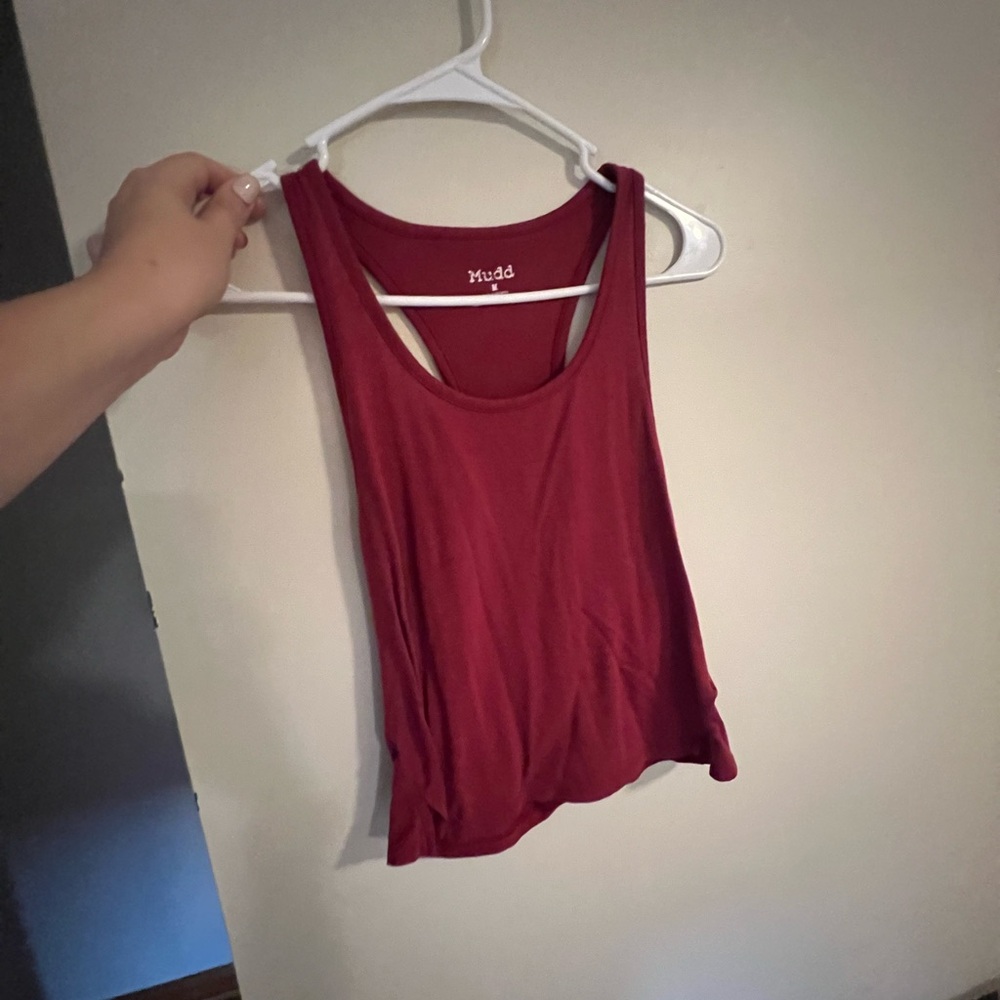 Mudd Red Relaxed Crop Tank Top